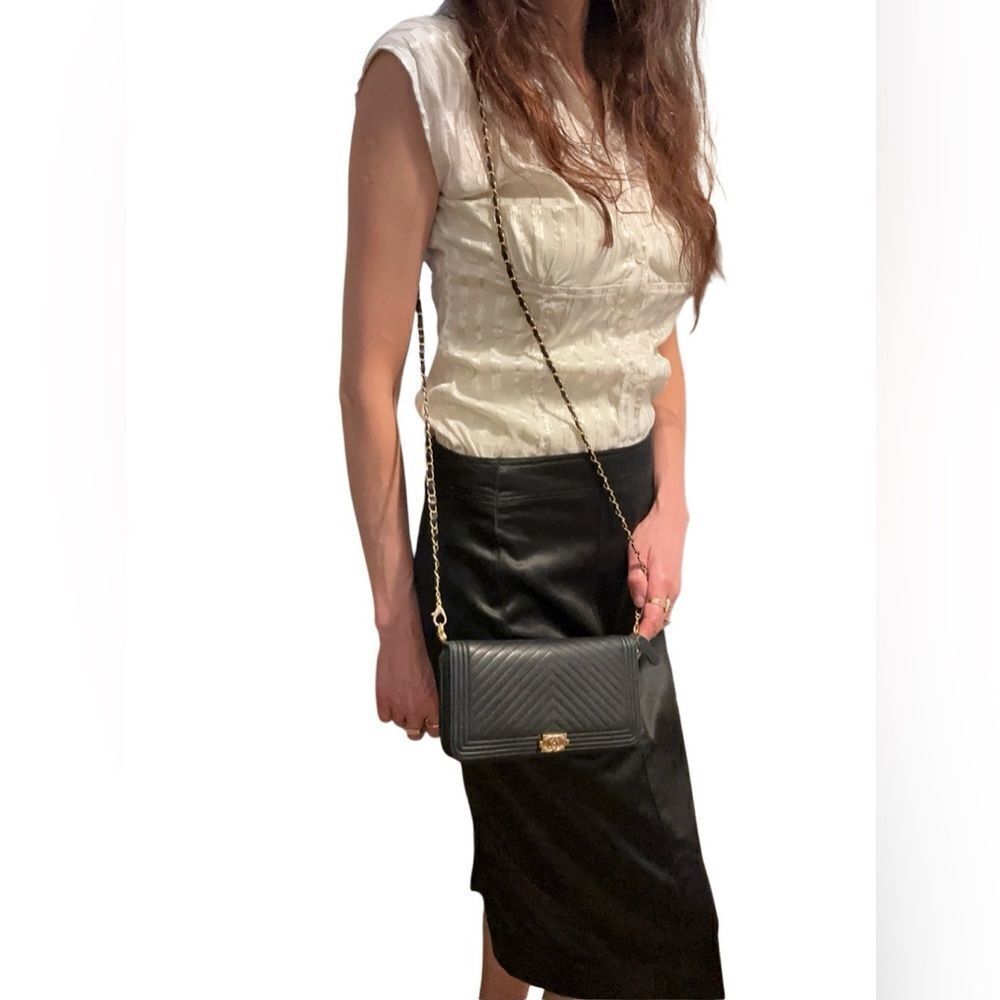 Chanel Black and Gold Quilted Clutch